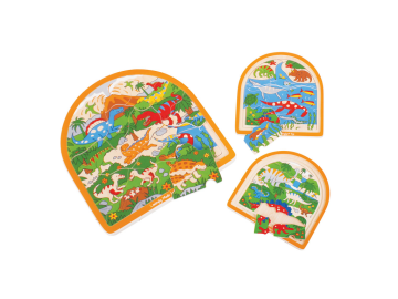 Lesena polkrožna sestavljanka v nivojih Dinozavri