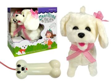 Pes na baterije -bel z roza ovratnico 4888