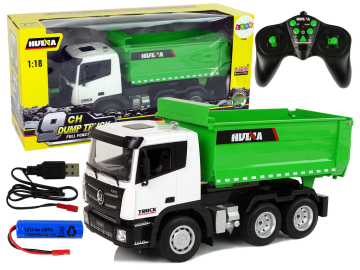 RC Tovornjak s prikolico Huina zelen 1:18