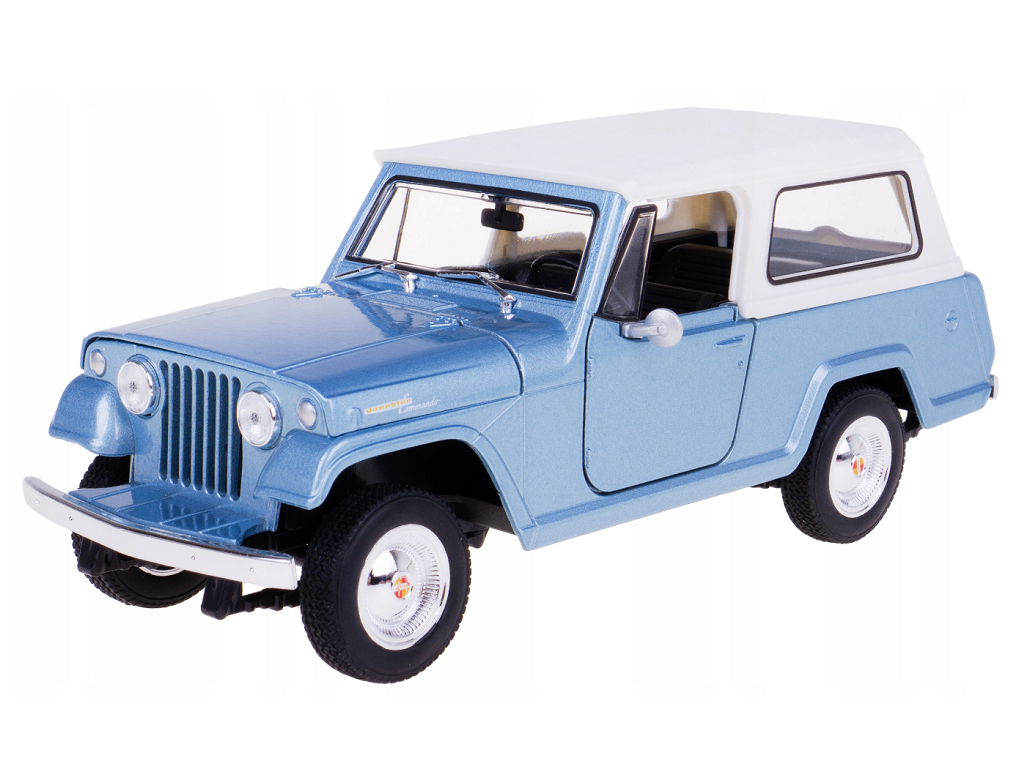 Compatible con Jeep Jeepster Commando Hard Top Azul Claro Metálico 1:24 Welly 24117
