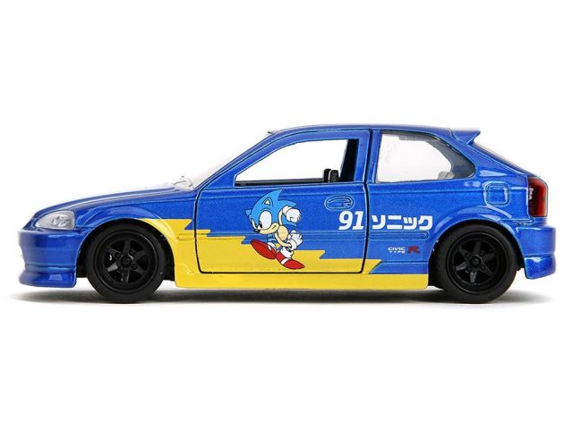 Jada Toys – Sonic Honda Civic Type-R 1997 – Échelle 1:32 – Métal – Portes Ouvrantes – Dès 8 Ans